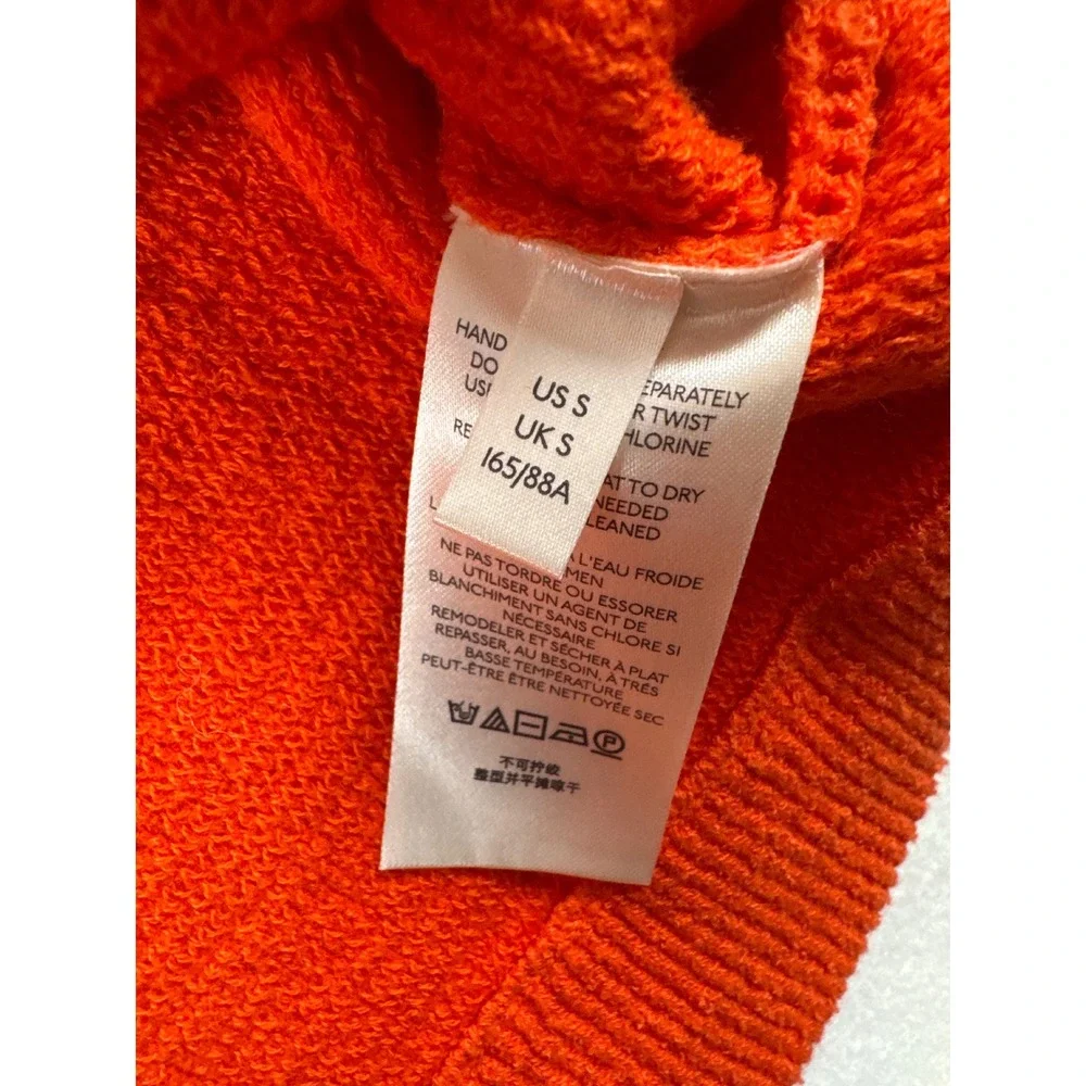 Free People Ottoman Slouchy Tunic Sweater Orange Mock Neck Ribbed Knit Small